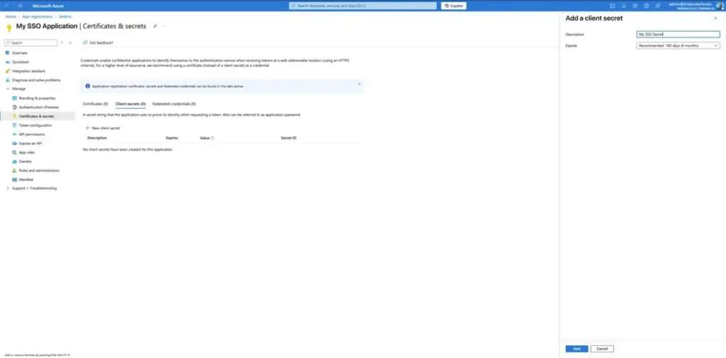 azure certificates and secrets