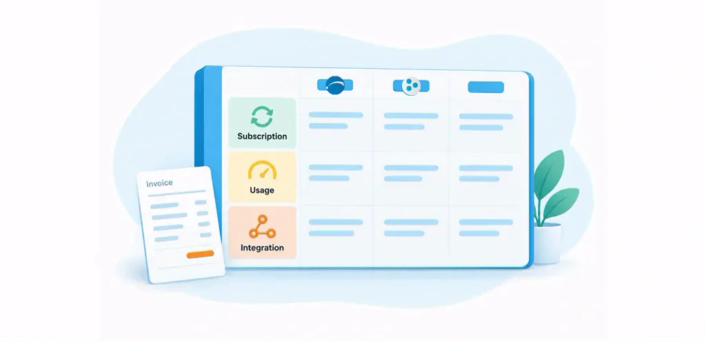 BillingPlatform and Tridens logos in a billing platform comparison illustration.