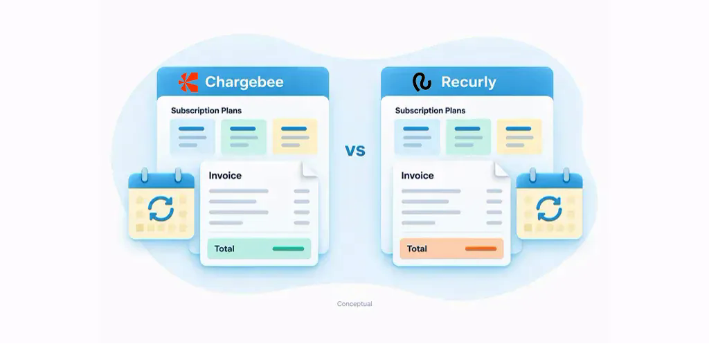 Chargebee and Recurly subscription billing comparison with their brand marks