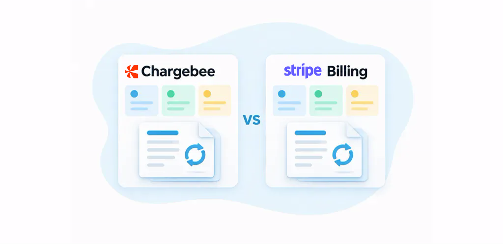 Chargebee and Stripe Billing comparison cards with their source logos.