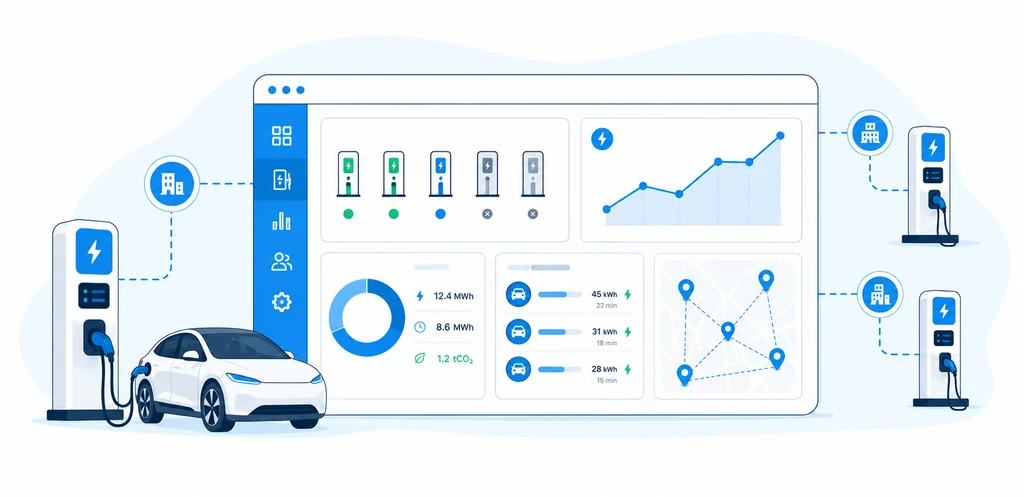cpo software operations dashboard showing live chargers