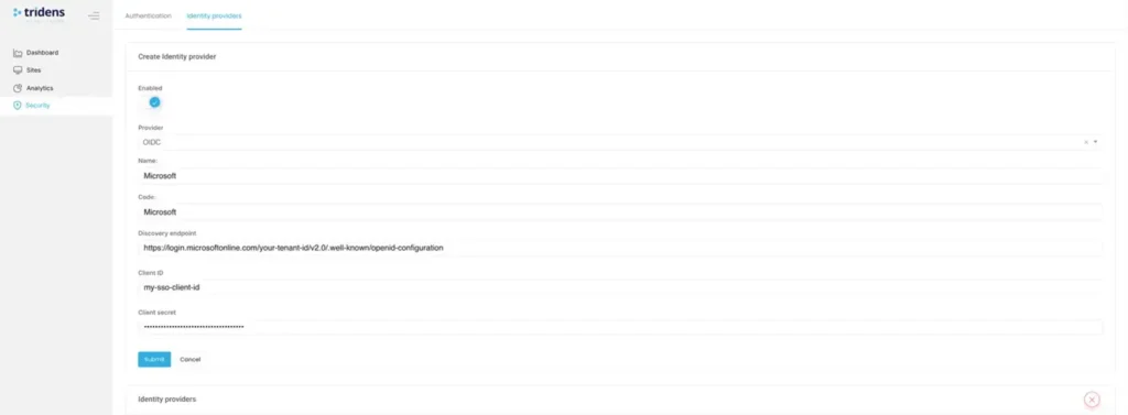 create identity provider