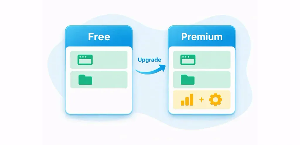 Free and Premium plans share basic features with an upgrade to additional functionality