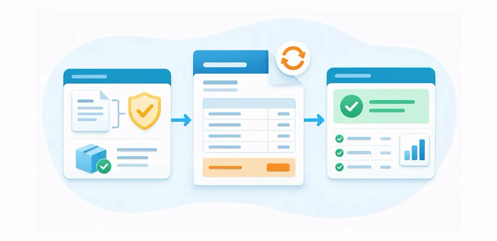 Order approval and fulfillment connected to an invoice and applied payment reporting