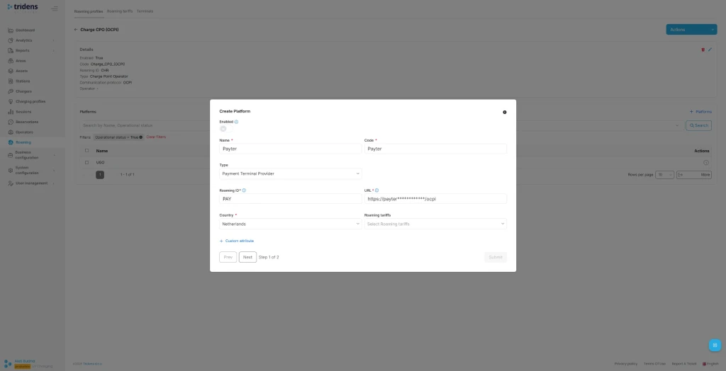 Step 2: Payter Roaming Platform Setup