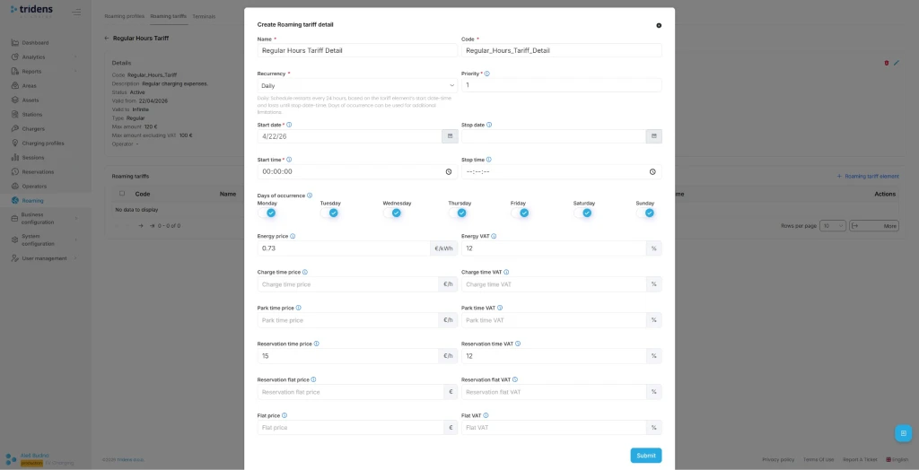 Step 5.1: Payter Roaming Tariffs Cost Setup