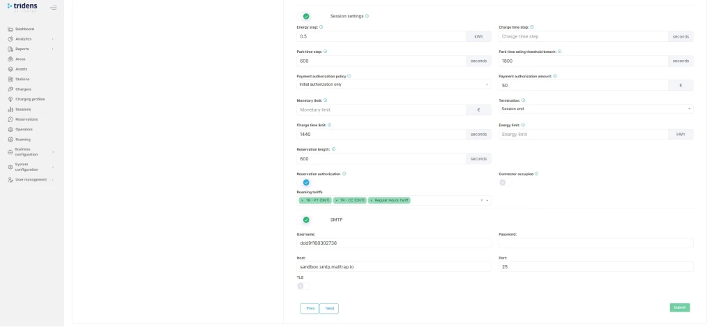 Step 5.3: Payter Assign Roaming Tariff on Site