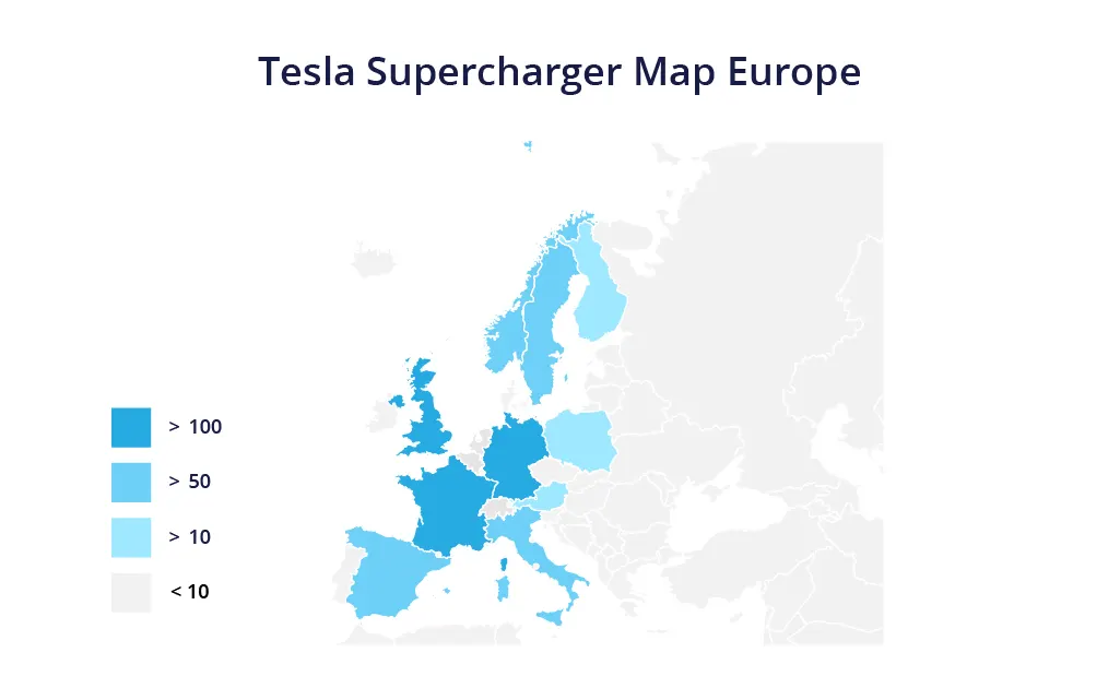 tesla supercharger location map of europe