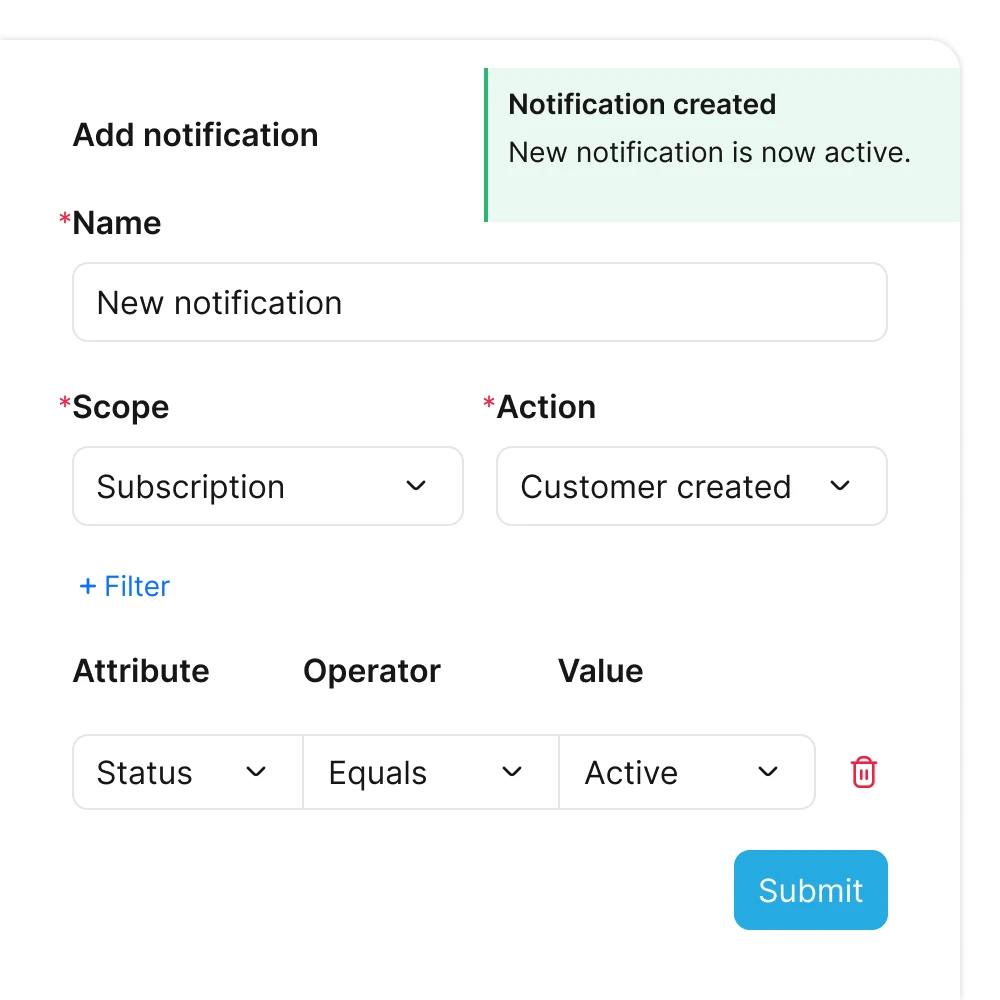 tridens api first configure event driven notifications