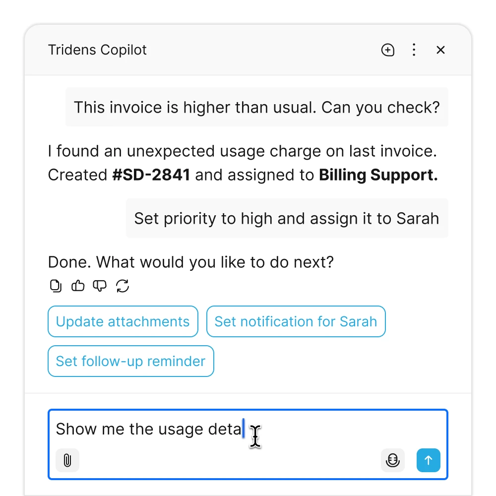 tridens service desk resolve faster with ai