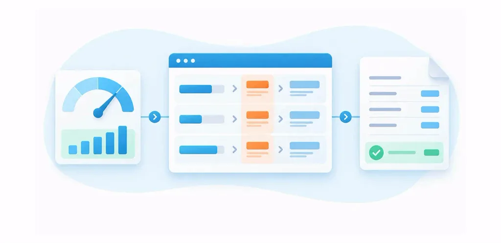 Usage meter connected to a rating dashboard and invoice with a highlighted total