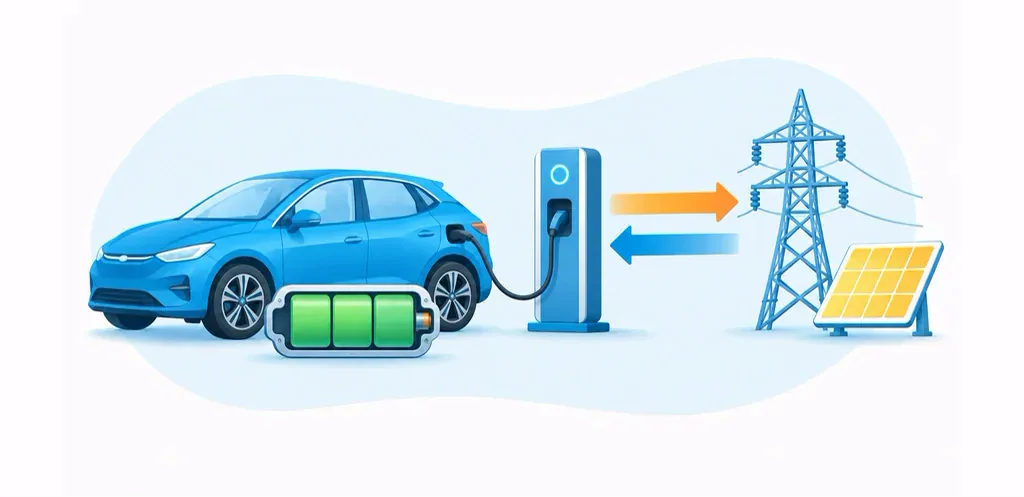Vehicle battery storage and bidirectional power exchange between an EV charger and the electricity grid